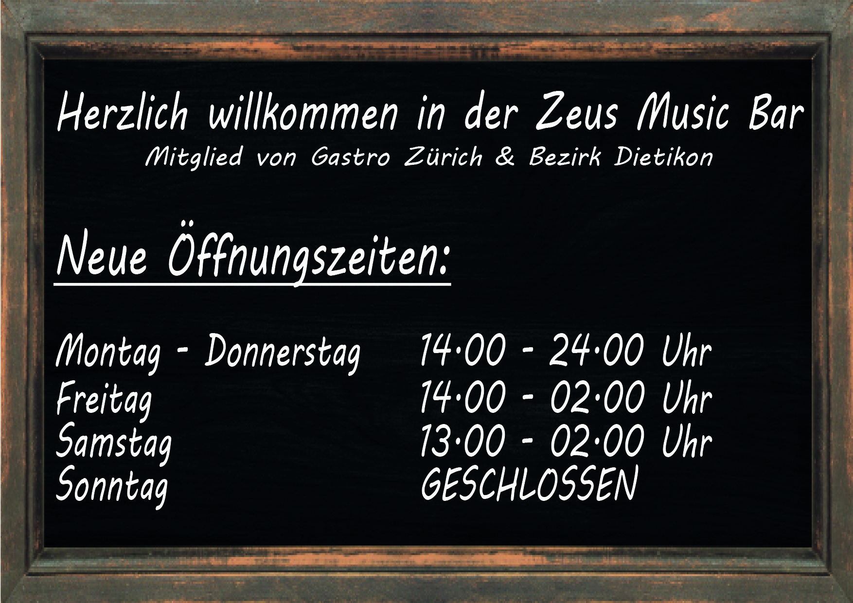 Öffnungszeiten Zeus Music Bar